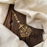 Gold Look Alike Lakshmi Maang Tikka-Gold Bead-G13497